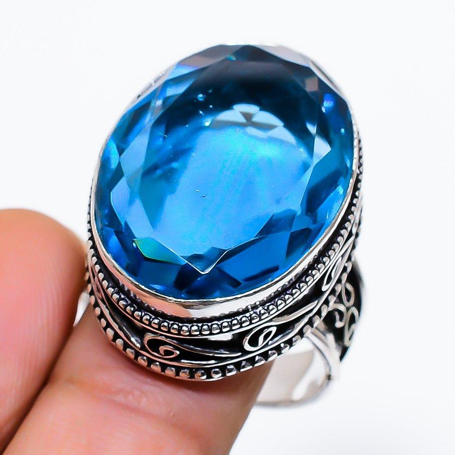 Винтажное лондонское этническое ювелирное кольцо с драгоценным камнем и голубым топазом ручной работы, размер 9,5 VR-3278
Винтажное лондонское этническое ювелирное кольцо с драгоценным камнем и голубым топазом ручной работы, размер 9,5 VR-3278