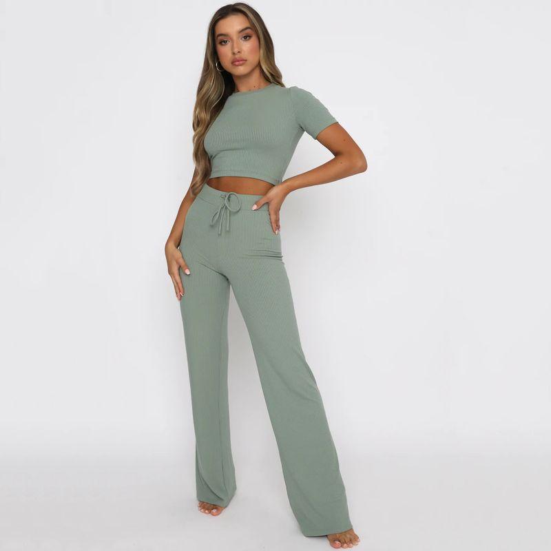 Solid Color T-shirt Wide Leg Pants Set Pure Color Short Sleeve T-shirt Loose Pants Suit Green L
Solid Color T-shirt Wide Leg Pants Set Pure Color Short Sleeve T-shirt Loose Pants Suit Green L