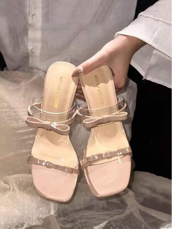 2025 spring sweet pink new bow open-toed cool slippers fashionable transparent crystal high-heeled half slippers women 35
2025 spring sweet pink new bow open-toed cool slippers fashionable transparent crystal high-heeled half slippers women 35