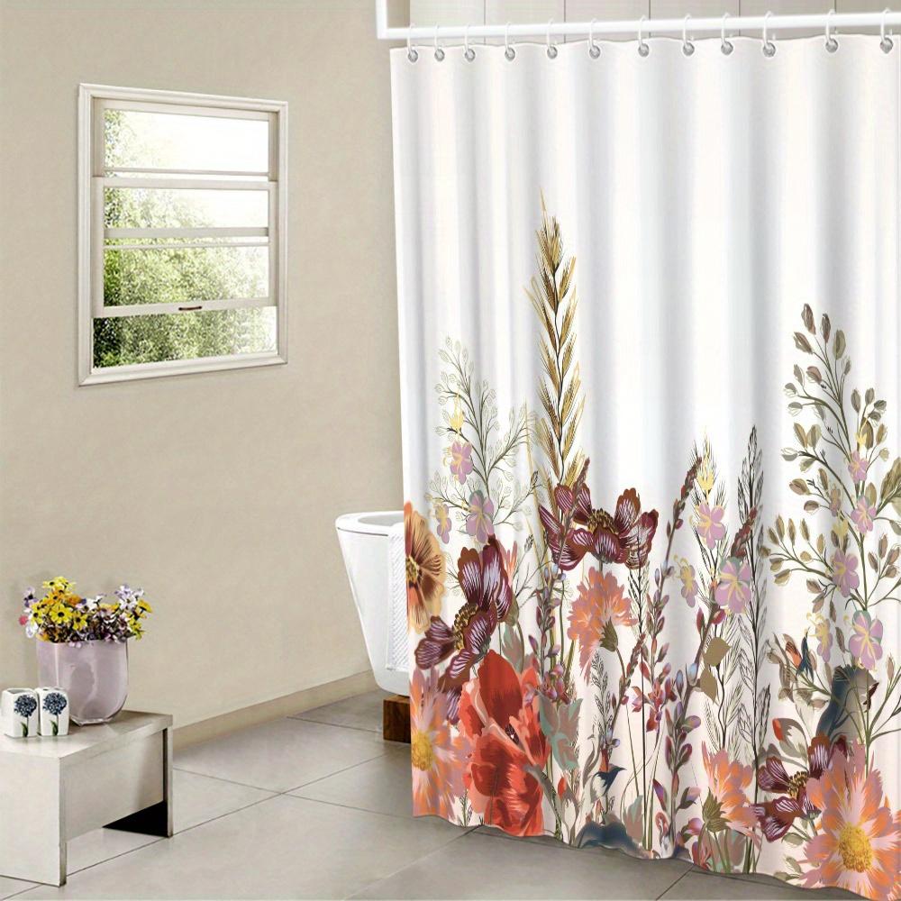 Vibrant Botanical Shower Curtain - Red Poppies, Orange Daisies, Purple Blossoms, Green Foliage, Polyester, Machine Washable W60H190(CM)-1 Pcs
Vibrant Botanical Shower Curtain - Red Poppies, Orange Daisies, Purple Blossoms, Green Foliage, Polyester, Machine Washable W60H190(CM)-1 Pcs