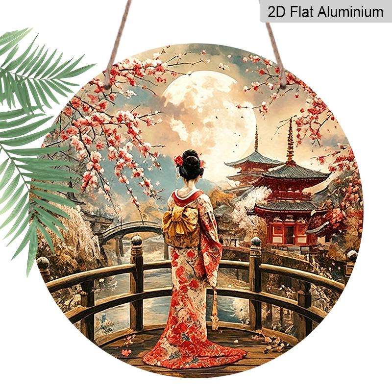 2D Flat Retro Round Geisha Aluminum Wall Hanging, Available in Multiple Sizes, Decorated with Cherry Blossom Pattern. Suitable for Cafes, Living 20*20cm
2D Flat Retro Round Geisha Aluminum Wall Hanging, Available in Multiple Sizes, Decorated with Cherry Blossom Pattern. Suitable for Cafes, Living 20*20cm