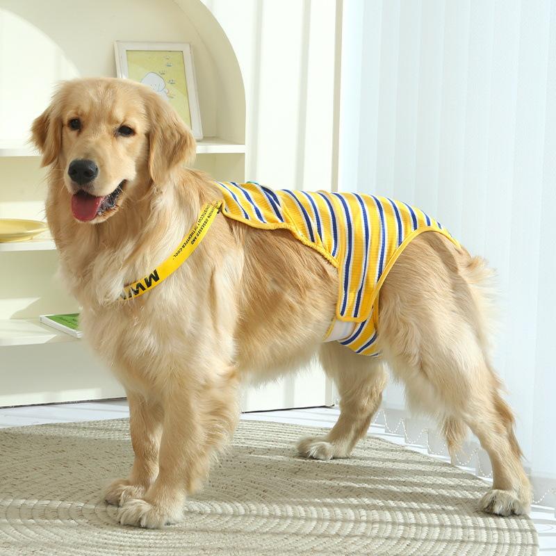 Striped Reusable Female Dog Sanitary Pants for Large Breeds, Anti-Leak Heat Cycle Underwear for Golden Retrievers & Labradors, S-XL Sizes S: W46-66/B46 (15-38kg)
Striped Reusable Female Dog Sanitary Pants for Large Breeds, Anti-Leak Heat Cycle Underwear for Golden Retrievers & Labradors, S-XL Sizes S: W46-66/B46 (15-38kg)