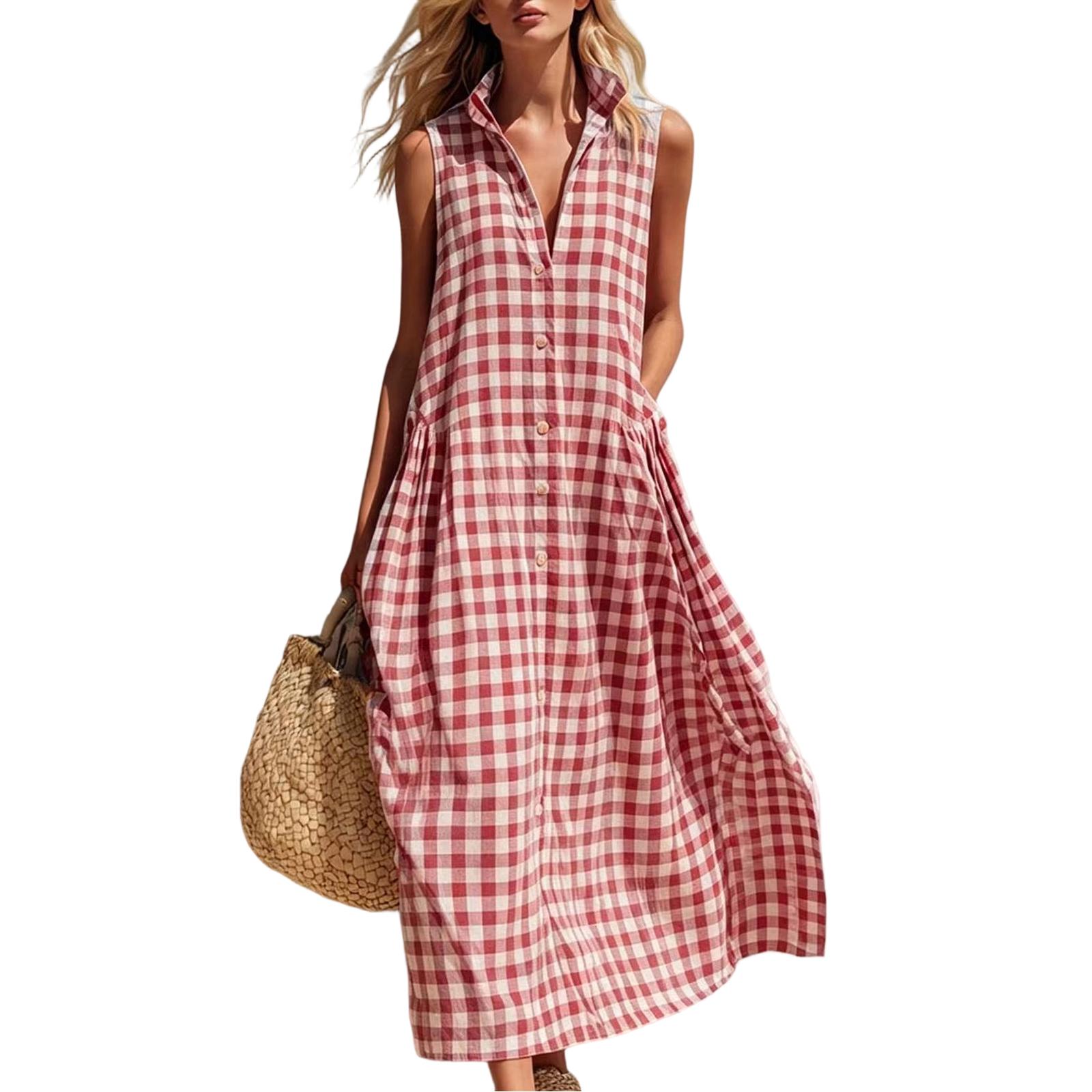 Women’s Loose Fit Maxi Dress Sleeveless Button Down Collared Long Dress for Beach and Vacation Wear S
Women’s Loose Fit Maxi Dress Sleeveless Button Down Collared Long Dress for Beach and Vacation Wear S
