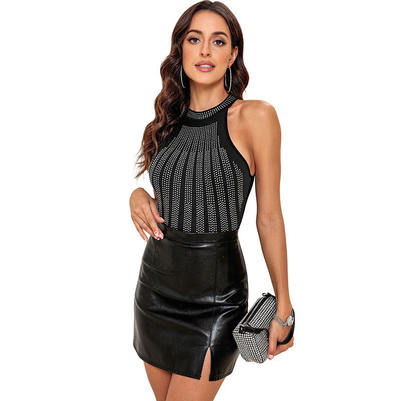 Женский боди без рукавов с высоким воротником и стразами Shiying - Европейский и американский стиль, Сексуальный и элегантный Extra Large чёрный
Женский боди без рукавов с высоким воротником и стразами Shiying - Европейский и американский стиль, Сексуальный и элегантный Extra Large чёрный