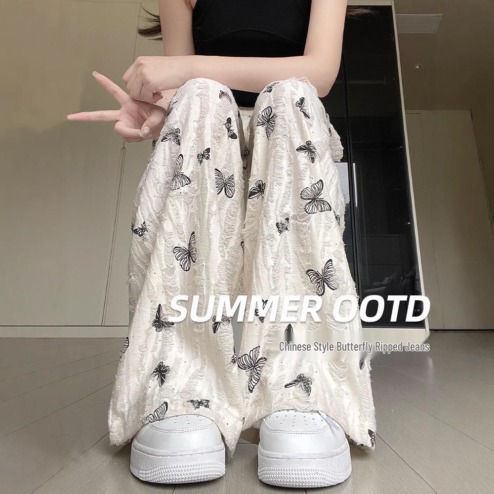 Women s High-Waist Butterfly Print Ripped Wide Leg Pants - Summer Casual Slimming Design 2XL (126-145 lbs)
Women s High-Waist Butterfly Print Ripped Wide Leg Pants - Summer Casual Slimming Design 2XL (126-145 lbs)