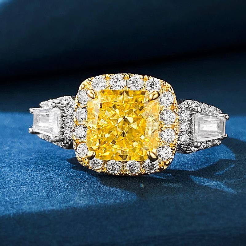 Luoxi Temple Jewelry High-End European and American Style S925 Silver Ring with Yellow 7x7 High Carbon Diamond Size 5
Luoxi Temple Jewelry High-End European and American Style S925 Silver Ring with Yellow 7x7 High Carbon Diamond Size 5