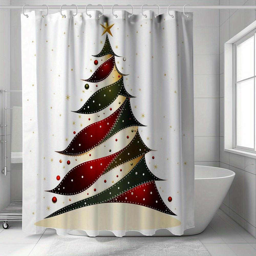 Modern Christmas Tree Shower Curtain - Geometric Design, Red Green Gold Pattern For Festive Bathroom Decor W60H190(CM)-1 Pcs
Modern Christmas Tree Shower Curtain - Geometric Design, Red Green Gold Pattern For Festive Bathroom Decor W60H190(CM)-1 Pcs