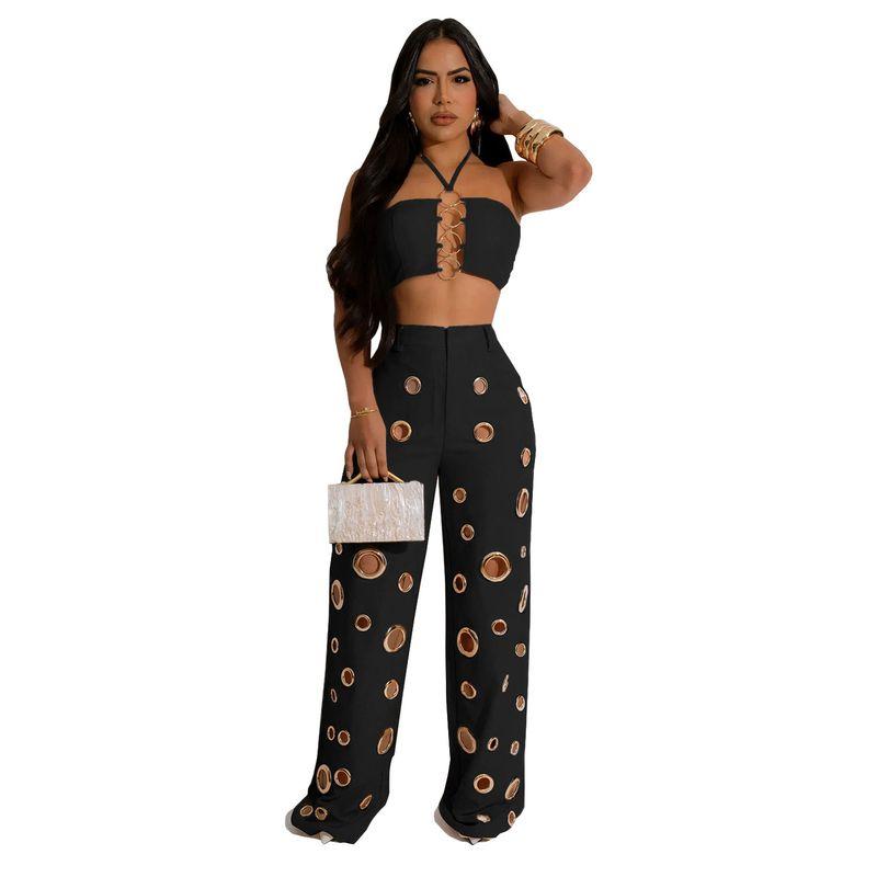 C7313 European and American Fashion Women clothes Sexy Eyelet Metal Buckle Trousers Two-piece Set New C7313-Black XL
C7313 European and American Fashion Women clothes Sexy Eyelet Metal Buckle Trousers Two-piece Set New C7313-Black XL