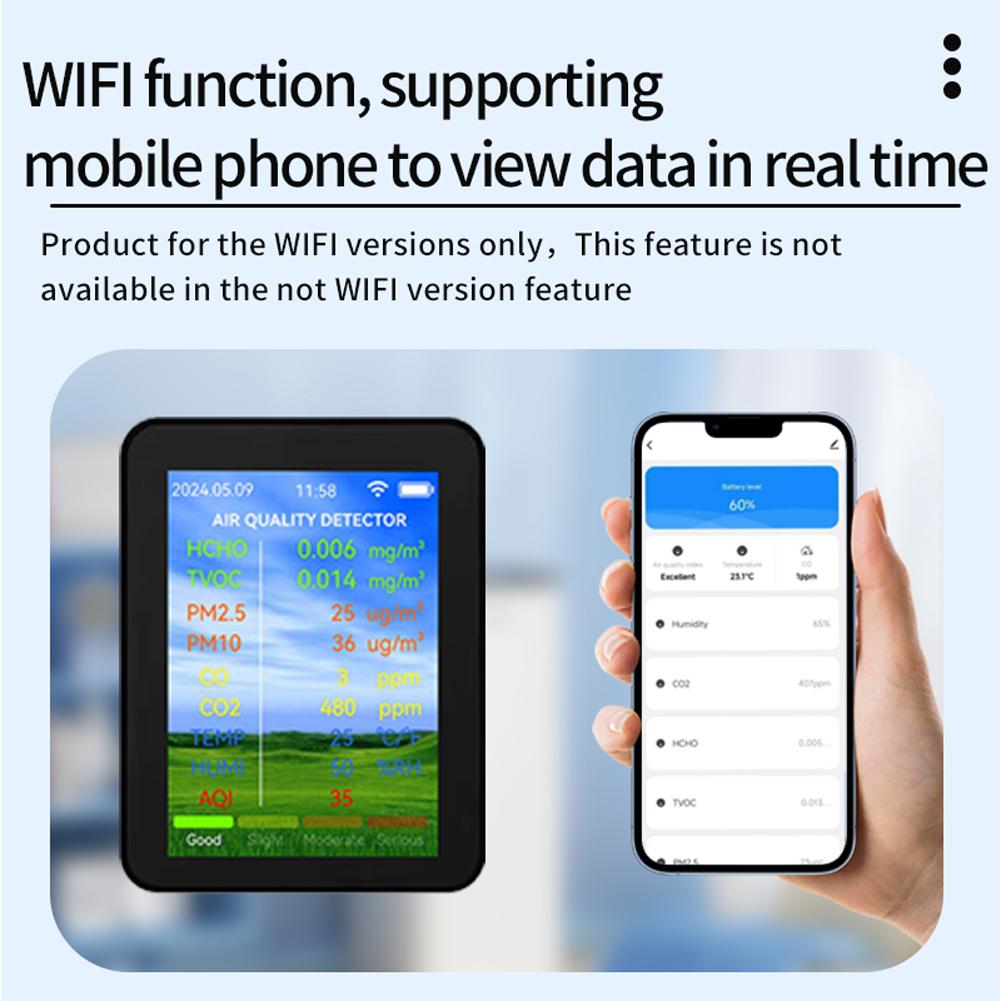 Tuya WiFi Air Quality Meter Household HCHO TVOC Carbon Monoxide CO2 PM2.5 PM10 Tester Portable Temperature Humidity Detector чёрный
Tuya WiFi Air Quality Meter Household HCHO TVOC Carbon Monoxide CO2 PM2.5 PM10 Tester Portable Temperature Humidity Detector чёрный