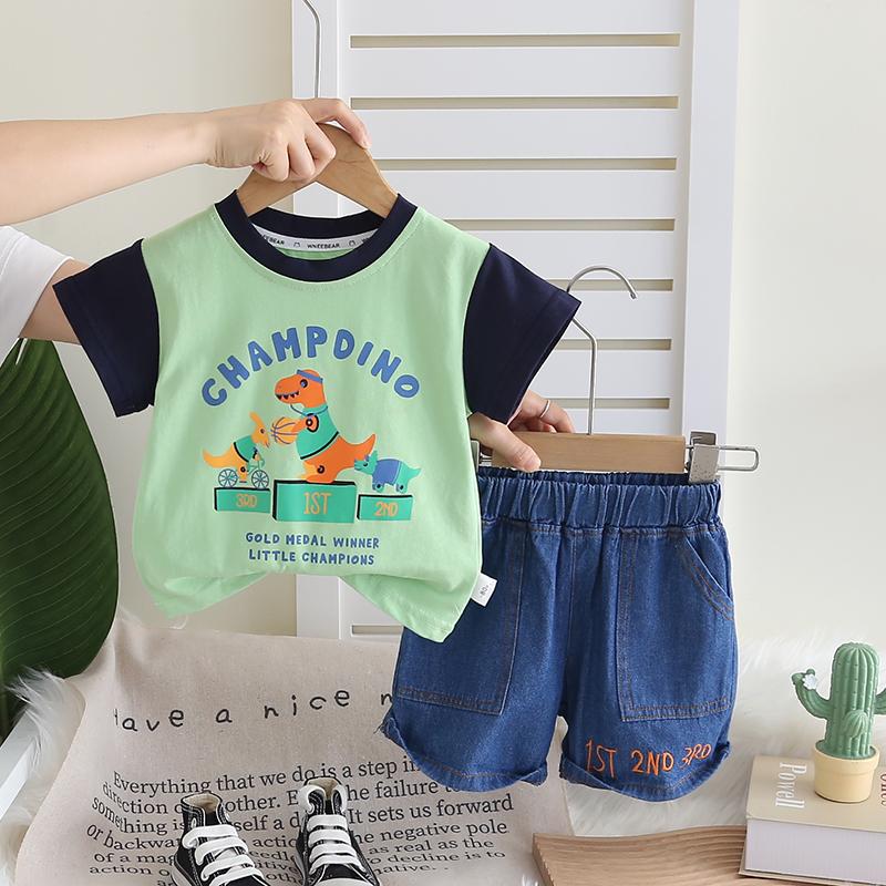 Boys Set Children s short sleeved round neck top+casual denim shorts two-piece set, cute cartoon clothes for baby boys XXL зелений
Boys Set Children s short sleeved round neck top+casual denim shorts two-piece set, cute cartoon clothes for baby boys XXL зелений