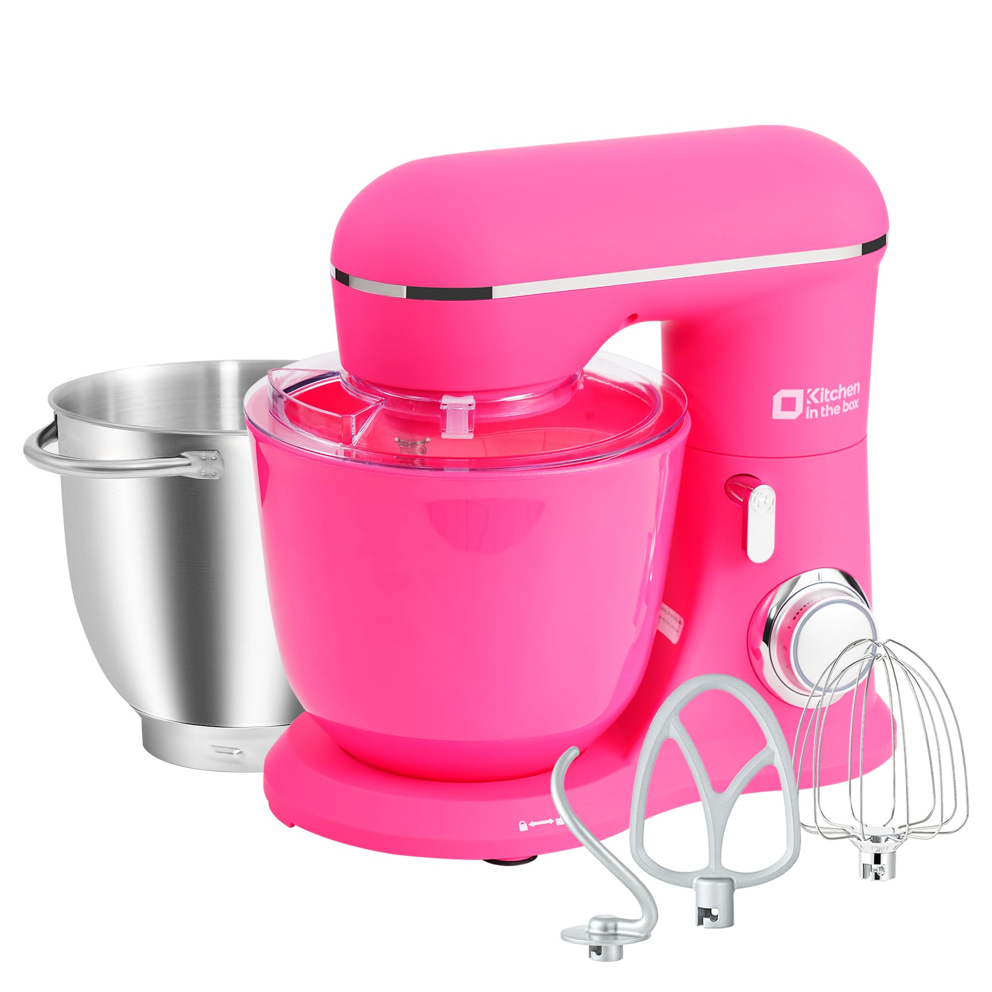 Міксер Kitchen in the box, стаціонарний, з подвійною чашею, великою місткістю, 10 регулювань швидкості, постачається з 3 типами насадок для дому та... Яскраво-рожевий 
Міксер Kitchen in the box, стаціонарний, з подвійною чашею, великою місткістю, 10 регулювань швидкості, постачається з 3 типами насадок для дому та... Яскраво-рожевий