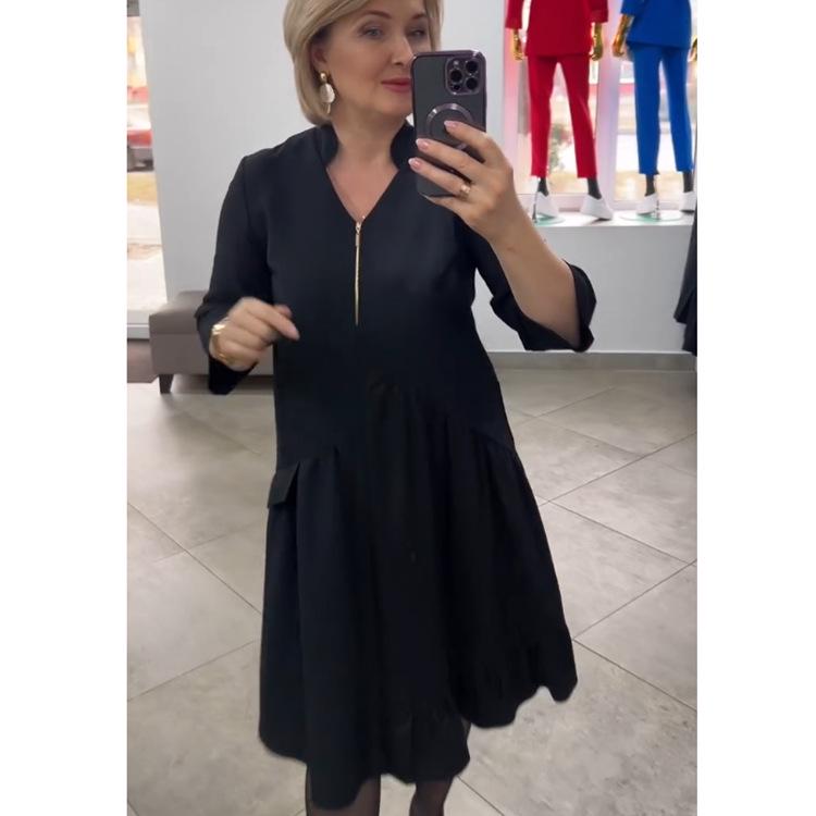 Европейское и американское женское однотонное платье облегающего кроя со стойкой и молнией, с длинным рукавом, для весны и осени 5XL чёрный
Европейское и американское женское однотонное платье облегающего кроя со стойкой и молнией, с длинным рукавом, для весны и осени 5XL чёрный