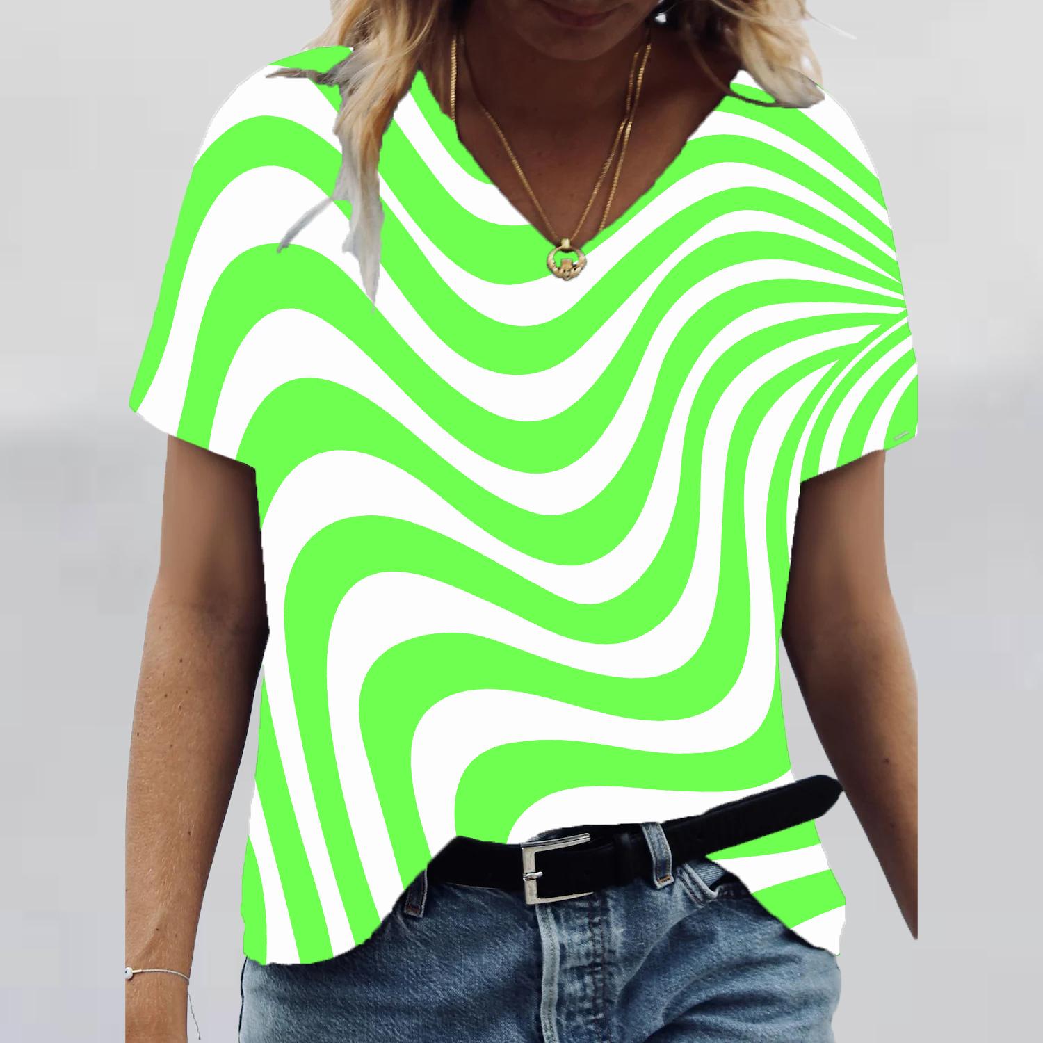 Женские топы с v-образным вырезом и короткими рукавами, изогнутые линии, принт, свободная футболка, повседневная блузка XS зелёный
Женские топы с v-образным вырезом и короткими рукавами, изогнутые линии, принт, свободная футболка, повседневная блузка XS зелёный