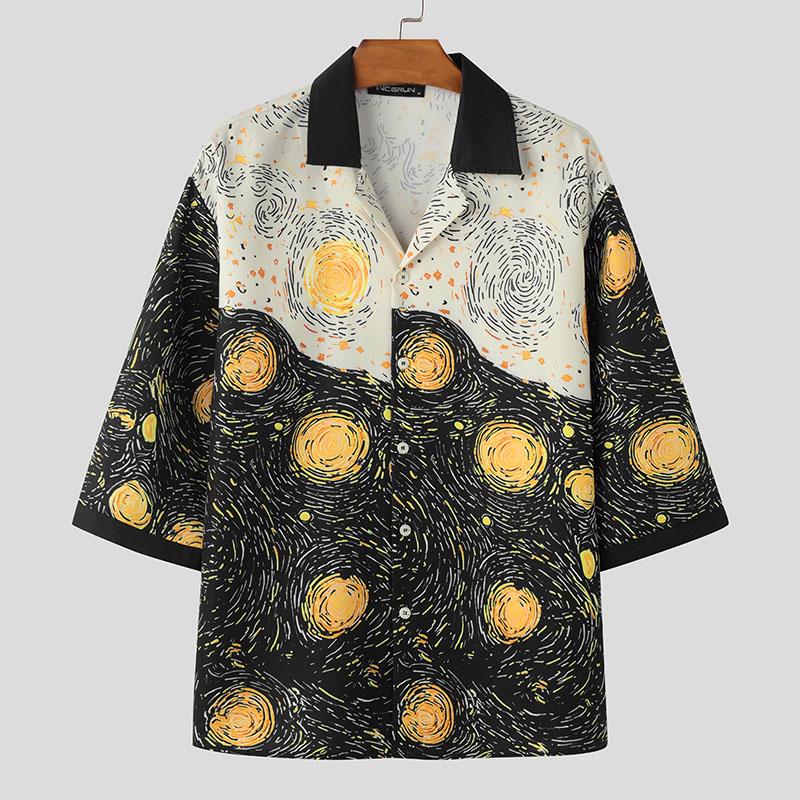 INCERUN Men Lapel Nevk Half Sleeve Buttons Floral Print Casual Loose Shirts S чорний
INCERUN Men Lapel Nevk Half Sleeve Buttons Floral Print Casual Loose Shirts S чорний
