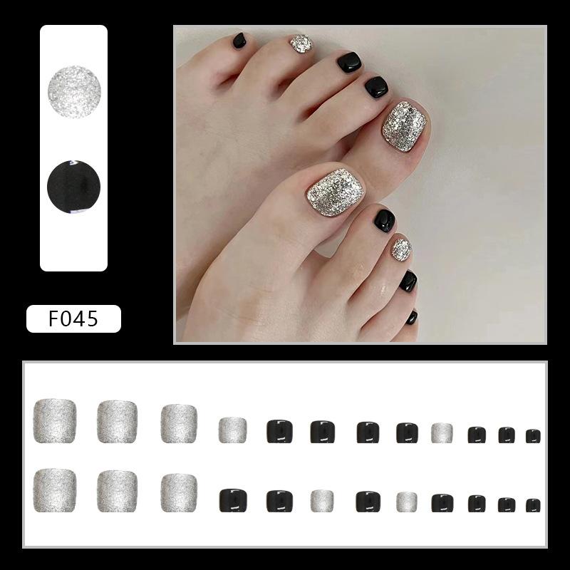 White, sweet and cool, black solid color manicure, flash silver, special fake nail patch for wearing nail feet, foot nail patch
White, sweet and cool, black solid color manicure, flash silver, special fake nail patch for wearing nail feet, foot nail patch