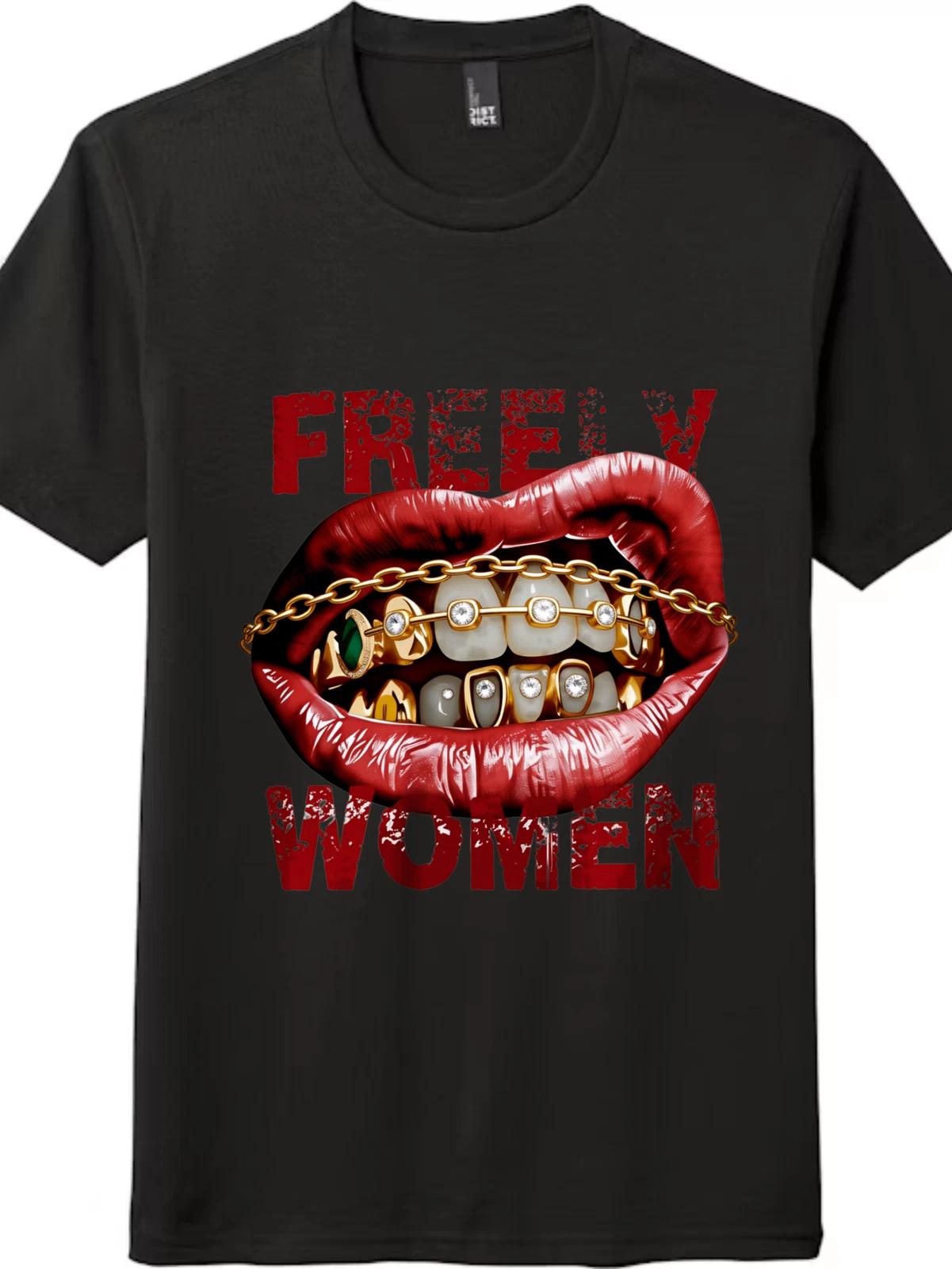 Freely Women Gold Grill Lips T-Shirt - Gift for Hip Hop Fans & Feminists S
Freely Women Gold Grill Lips T-Shirt - Gift for Hip Hop Fans & Feminists S