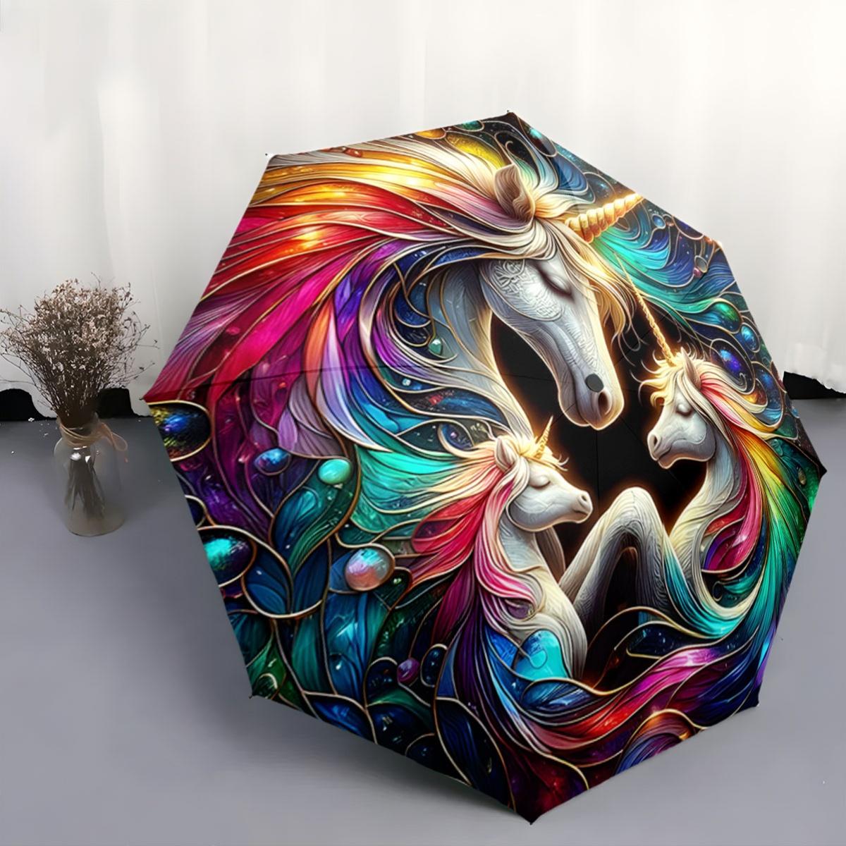 Automatic Folding Umbrella with Swirling Rainbow Unicorn Design - Vibrant Multicolor Artwork, Portable Collapsible for All Sea (as the picture,Iron&8K)
Automatic Folding Umbrella with Swirling Rainbow Unicorn Design - Vibrant Multicolor Artwork, Portable Collapsible for All Sea (as the picture,Iron&8K)