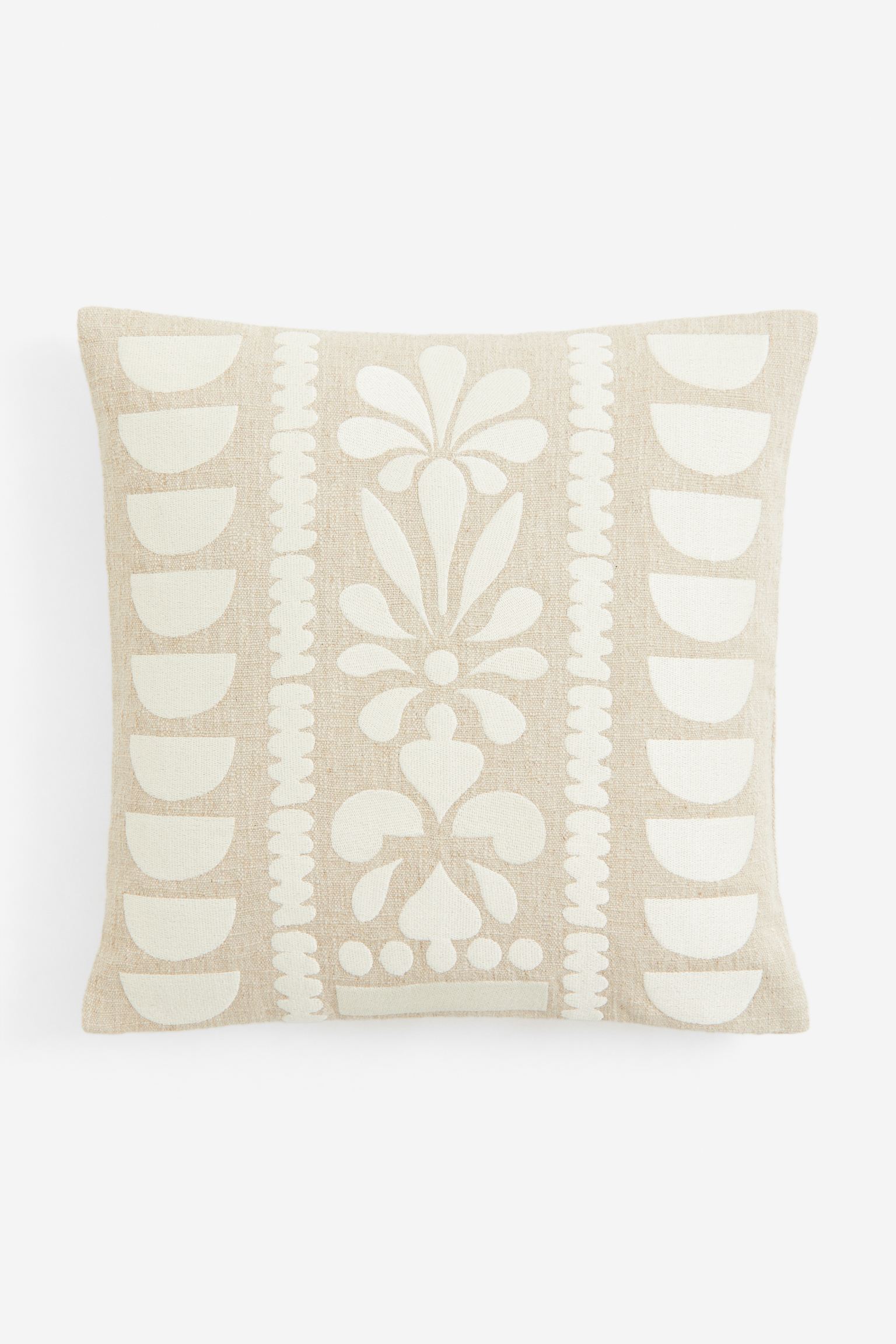 Embroidered linen-blend cushion cover 
Embroidered linen-blend cushion cover