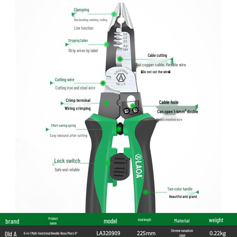 Old A 9 Multifunctional Electrician s Long-Nose Pliers - Wire Stripping and Crimping Tool (Model: LA320929)
Old A 9 Multifunctional Electrician s Long-Nose Pliers - Wire Stripping and Crimping Tool (Model: LA320929)