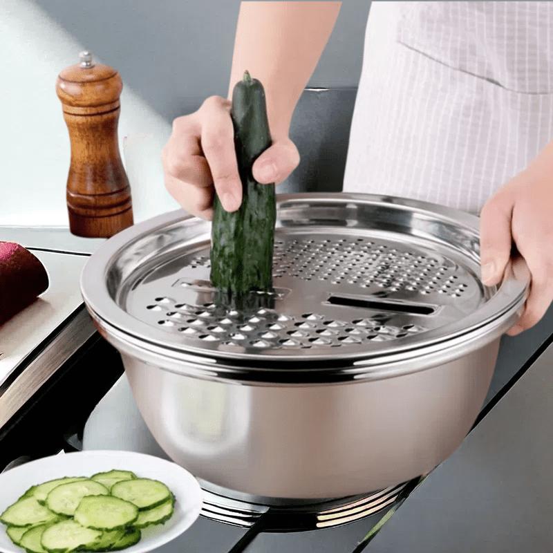Крышки для кухонных мисок из нержавеющей стали, состоящие из 3 частей, многофункциональная миска для смешивания, строгальный станок, съемная многослойная нарезка
Крышки для кухонных мисок из нержавеющей стали, состоящие из 3 частей, многофункциональная миска для смешивания, строгальный станок, съемная многослойная нарезка