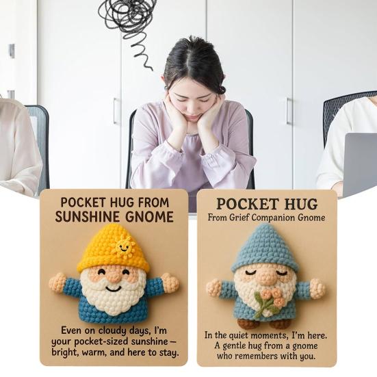 Pocket Hug Gnome Handmade Crochet Gnome with Inspirational Positive Card Mini Stress Relief Companion Doll Encouragement Gifts for Family Friends синій
Pocket Hug Gnome Handmade Crochet Gnome with Inspirational Positive Card Mini Stress Relief Companion Doll Encouragement Gifts for Family Friends синій
