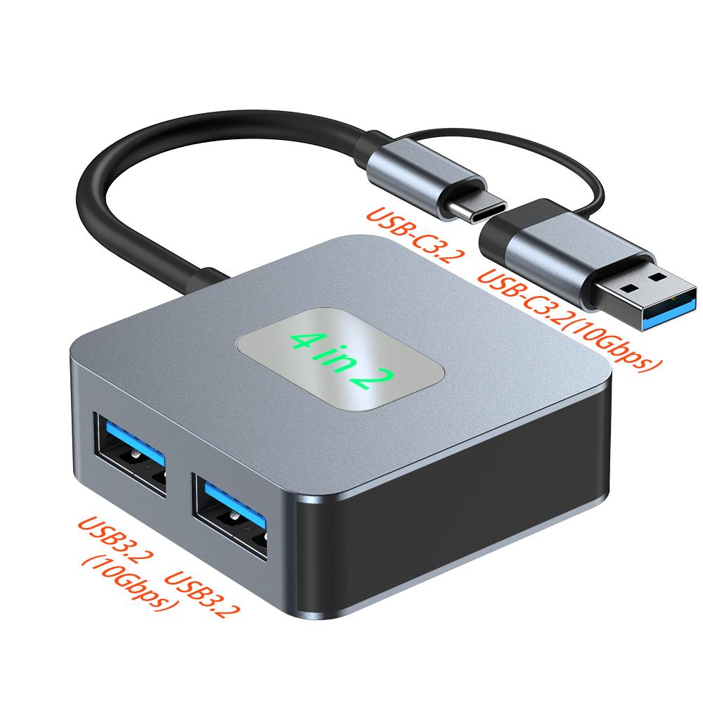 2320A Type-C/USB 4-in-1 USB Hub 2xTypc-C3.2+2xUSB3.2 10Gbps Data Transfer Adapter As Shown A
2320A Type-C/USB 4-in-1 USB Hub 2xTypc-C3.2+2xUSB3.2 10Gbps Data Transfer Adapter As Shown A