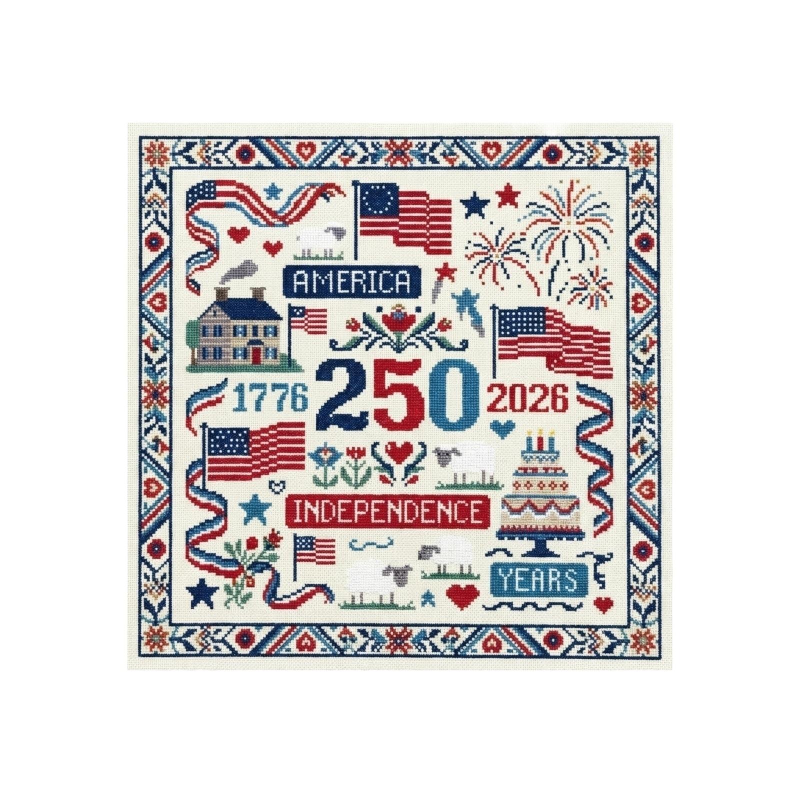 250th Anniversary Cross Stitch Kit Commemorative Independence Celebration Embroidery Craft DIY Material Set No Wooden Frame Included One Size
250th Anniversary Cross Stitch Kit Commemorative Independence Celebration Embroidery Craft DIY Material Set No Wooden Frame Included One Size