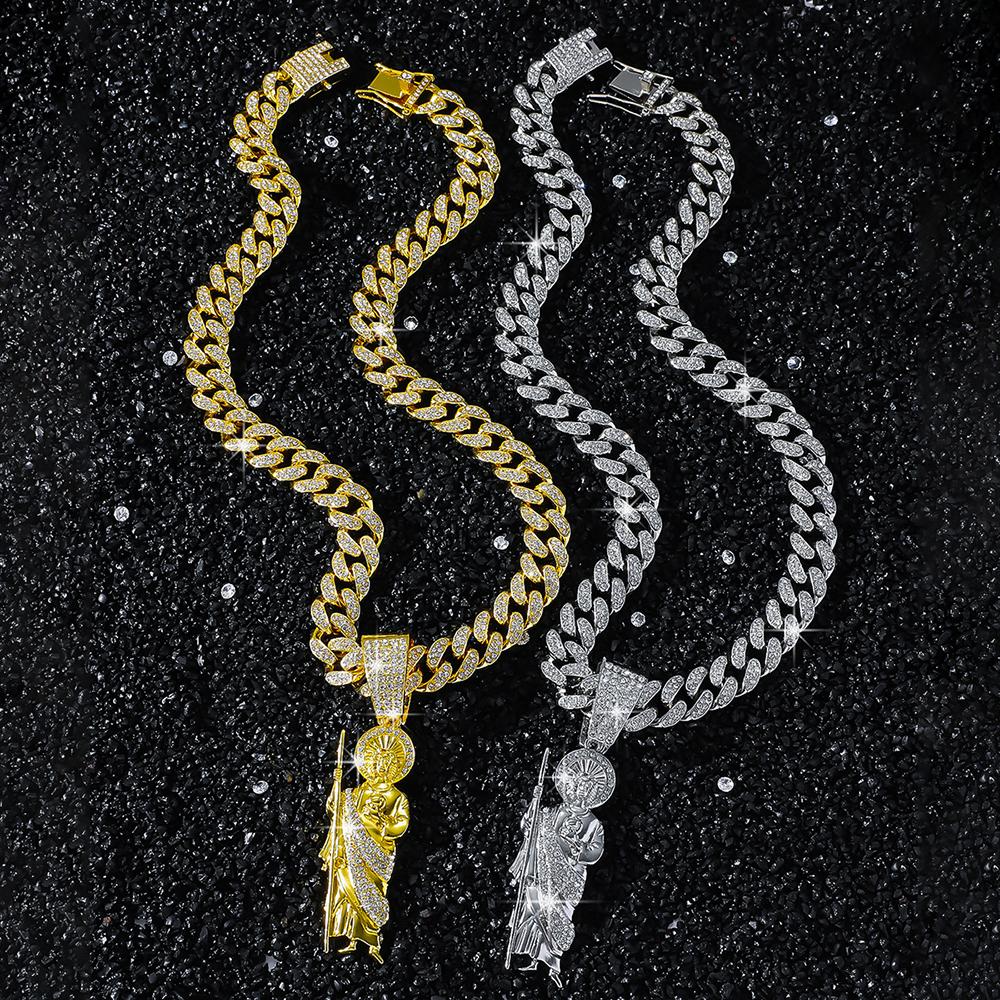 Hip Hop Men Bling Iced Out Crystal Miami Cuban Link Necklace For Women San Judas 13mm Cuban Chain Religious Jewelry Pendant Gift
Hip Hop Men Bling Iced Out Crystal Miami Cuban Link Necklace For Women San Judas 13mm Cuban Chain Religious Jewelry Pendant Gift