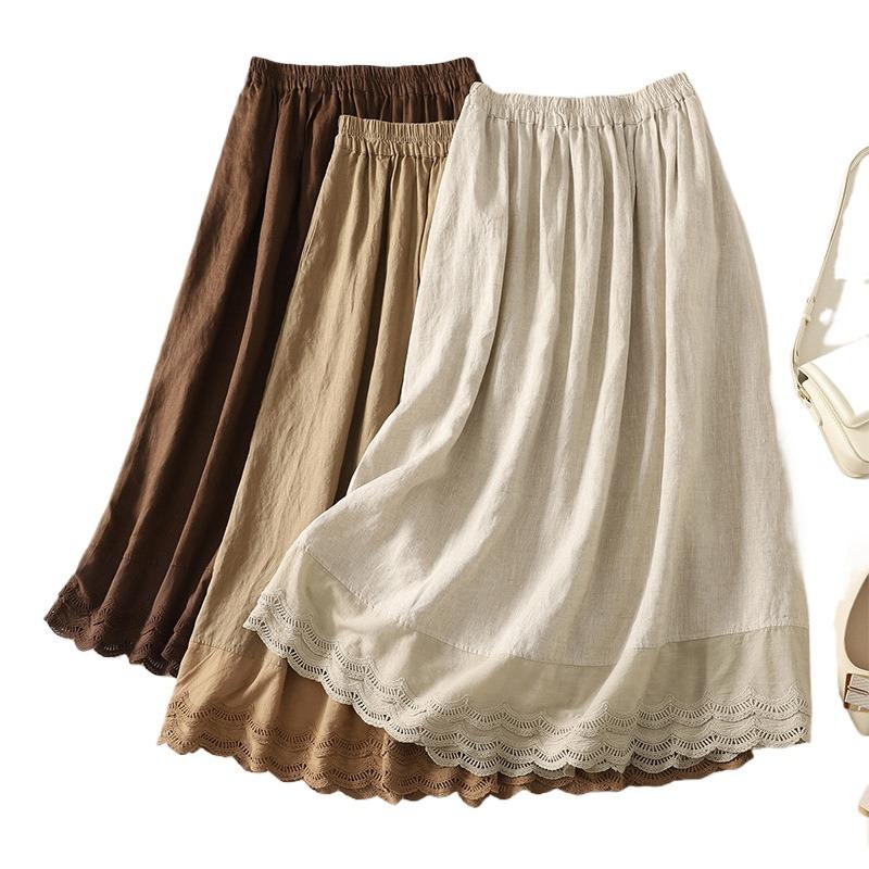 Real shot summer new literary loose splicing lace elastic waist skirt women s medium length 2XL хакі
Real shot summer new literary loose splicing lace elastic waist skirt women s medium length 2XL хакі