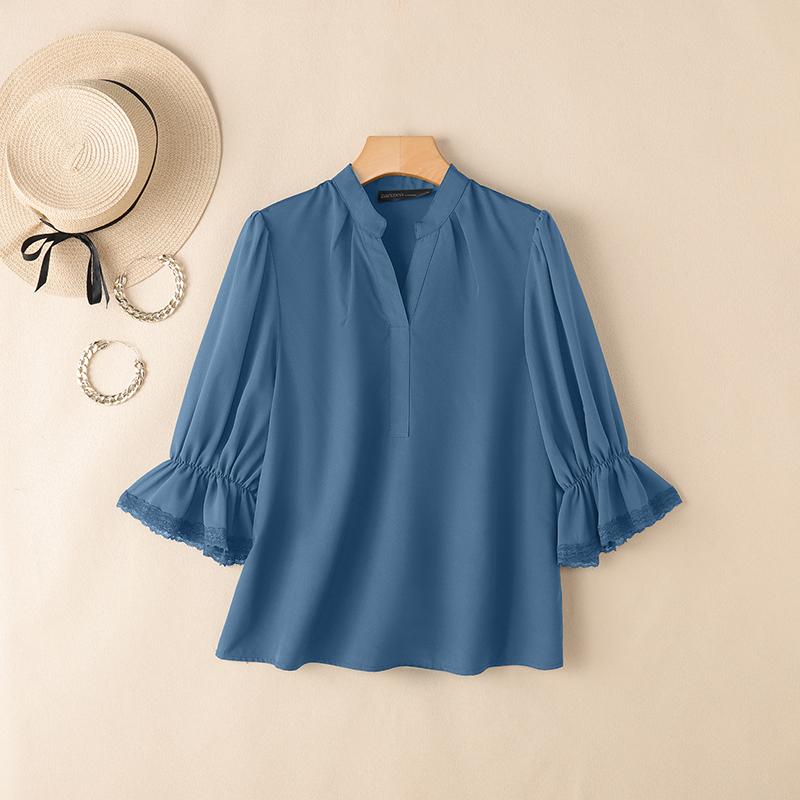 ZANZEA Женская повседневная однотонная блузка с V-образным вырезом и рукавом 3/4 XL синий
ZANZEA Женская повседневная однотонная блузка с V-образным вырезом и рукавом 3/4 XL синий