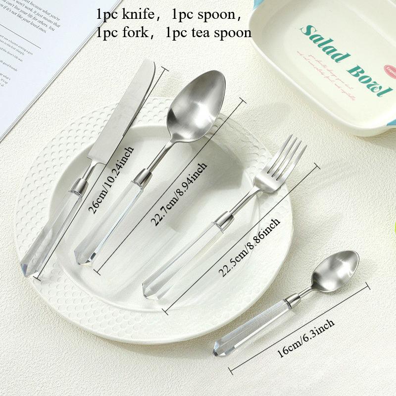 304 stainless steel tableware, Western style steak knife, fork, spoon set, light luxury acrylic mixing spoon, dessert spoon
304 stainless steel tableware, Western style steak knife, fork, spoon set, light luxury acrylic mixing spoon, dessert spoon