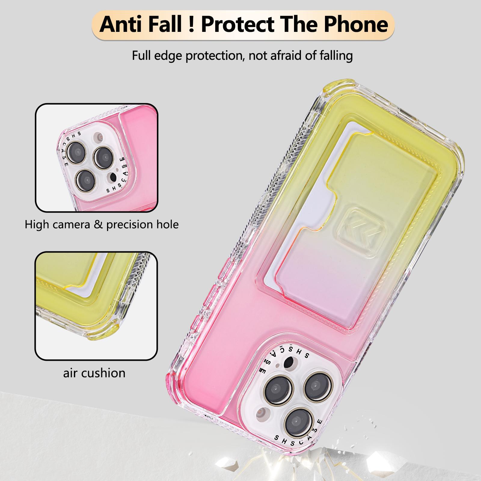For iPhone 16 Pro Case Card Holder Gradient Color PC+TPU Anti Drop Phone Back Cover with Lens Film Blue/Purple
For iPhone 16 Pro Case Card Holder Gradient Color PC+TPU Anti Drop Phone Back Cover with Lens Film Blue/Purple