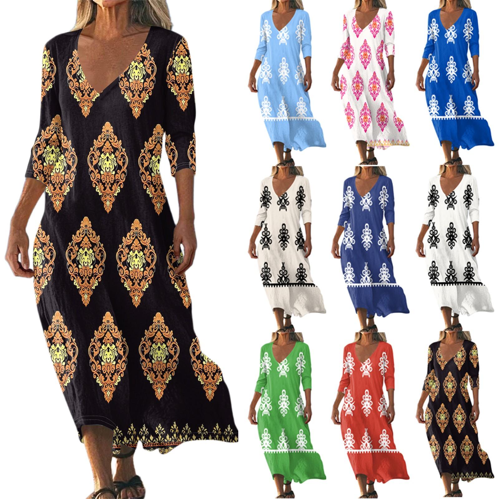 Dresses For Womens Vintage Print Tunic Waisted Midi Dress Summer Casual 3/4 Sleeve Dress L жовтий
Dresses For Womens Vintage Print Tunic Waisted Midi Dress Summer Casual 3/4 Sleeve Dress L жовтий