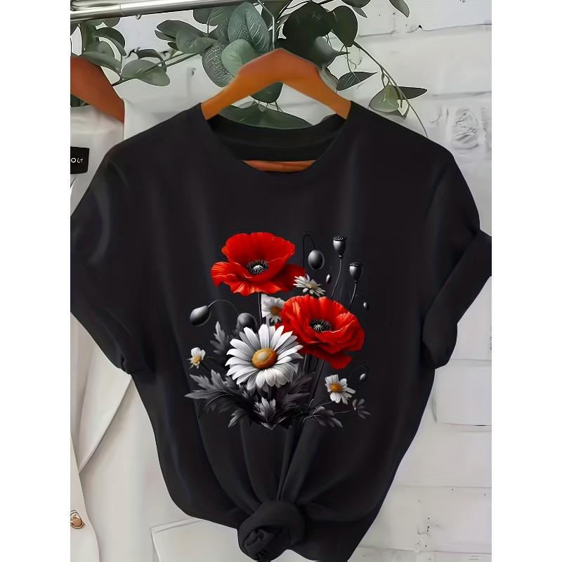 European Size Floral Print T-Shirt for Women, Casual Round Neck Short Sleeve Top for Spring And Summer 4XL чорний
European Size Floral Print T-Shirt for Women, Casual Round Neck Short Sleeve Top for Spring And Summer 4XL чорний