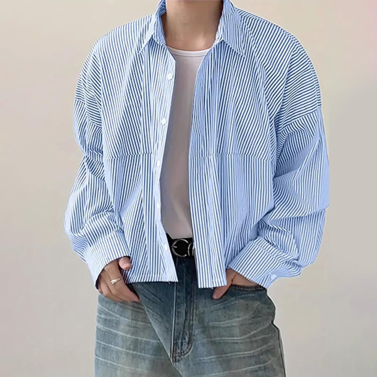 Vertical Stripes Shirt Jackets For Men Loose Long Sleeve Dress Shirts Stylish Vintage Button Down Lapel Outerwear XL
Vertical Stripes Shirt Jackets For Men Loose Long Sleeve Dress Shirts Stylish Vintage Button Down Lapel Outerwear XL
