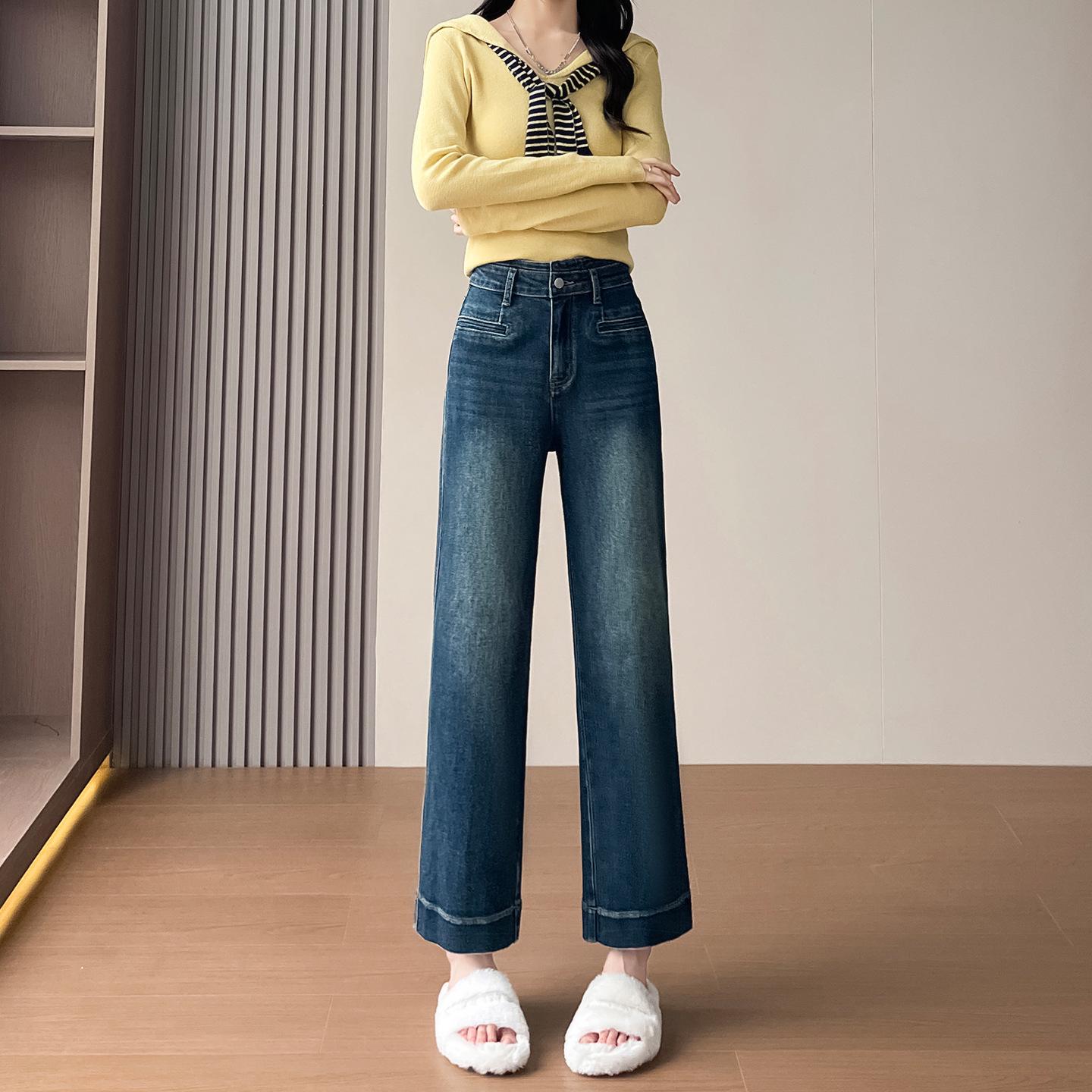 Korean Retro High-Waist Slimming Elastic Jeans for Women - Cropped, Loose, Petite Straight Leg XS
Korean Retro High-Waist Slimming Elastic Jeans for Women - Cropped, Loose, Petite Straight Leg XS