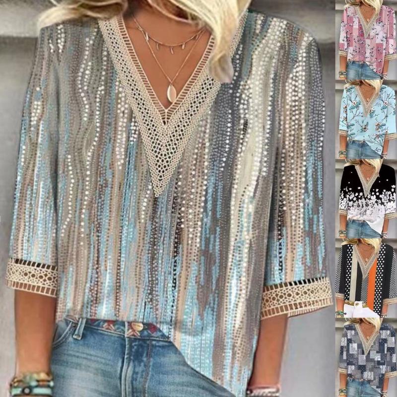 Fashionable Women s Loose Multi-color Floral Printed Lace T-shirt S
Fashionable Women s Loose Multi-color Floral Printed Lace T-shirt S