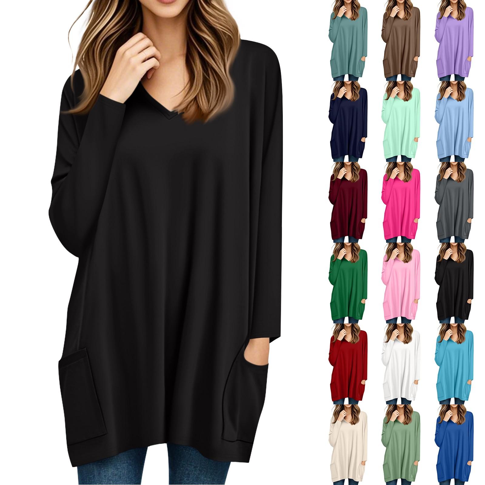Womens Tops V-neck Long Sleeve Blouses Casual Mid-length Shirts Fashion Print Tunic Tops With Pockets S
Womens Tops V-neck Long Sleeve Blouses Casual Mid-length Shirts Fashion Print Tunic Tops With Pockets S