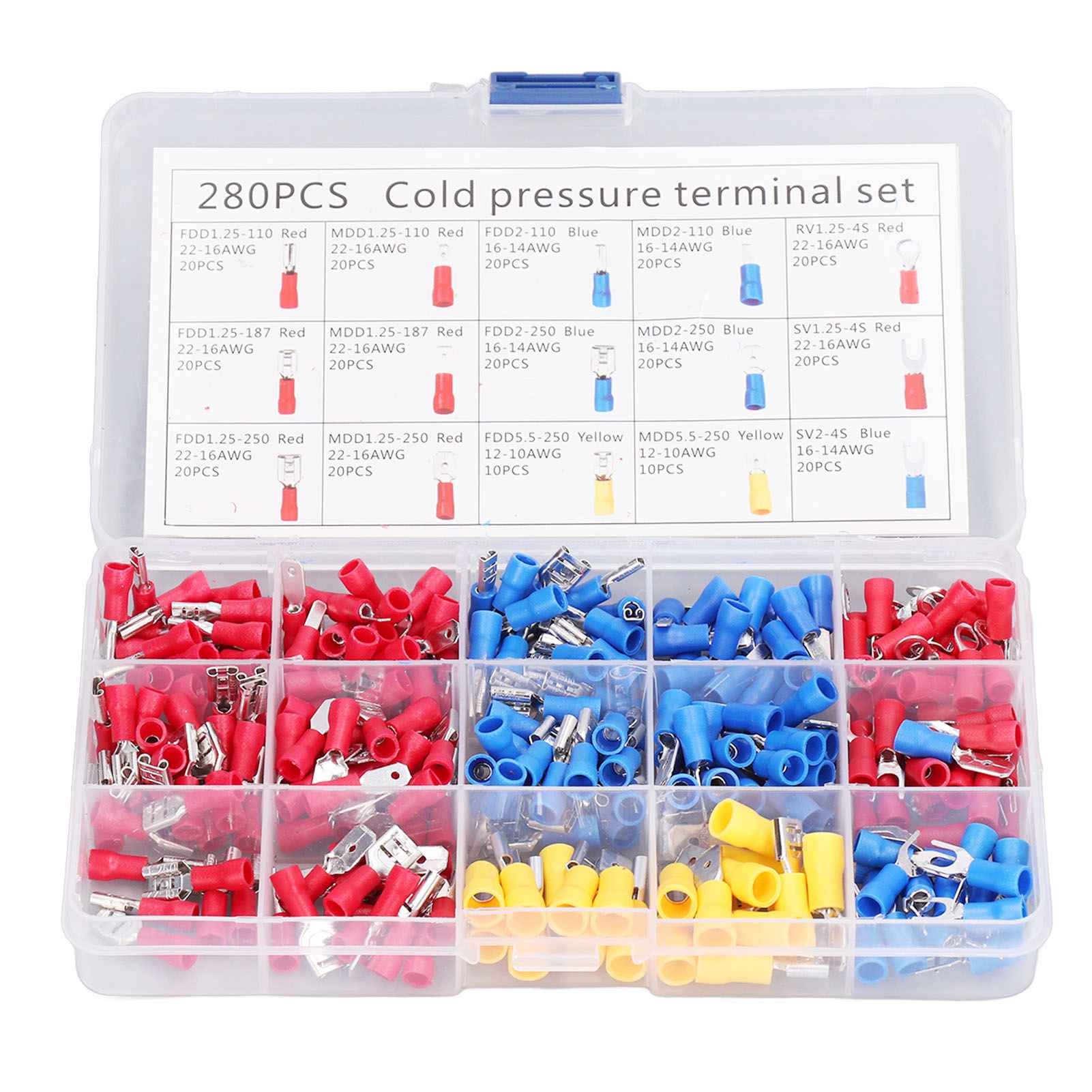 Insulated Electrical Terminal Fork Ring Spade Type Quick Disconnect Wire Connector Assortment
Insulated Electrical Terminal Fork Ring Spade Type Quick Disconnect Wire Connector Assortment