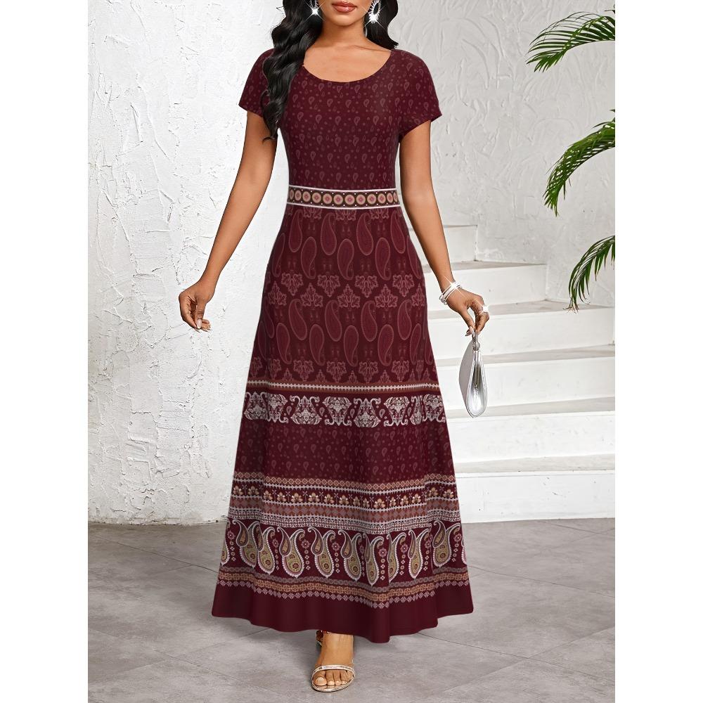 European and American vacation style women s printed round-neck loose dress 6XL
European and American vacation style women s printed round-neck loose dress 6XL