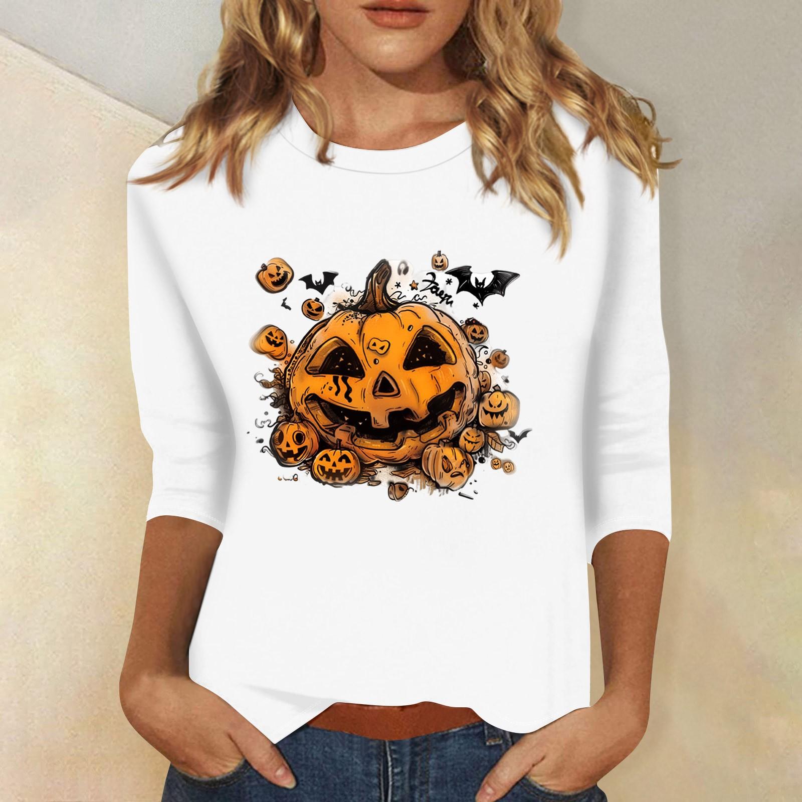 Женская модная повседневная футболка с рукавом три четверти и принтом на Хэллоуин, с круглым вырезом XL белый
Женская модная повседневная футболка с рукавом три четверти и принтом на Хэллоуин, с круглым вырезом XL белый