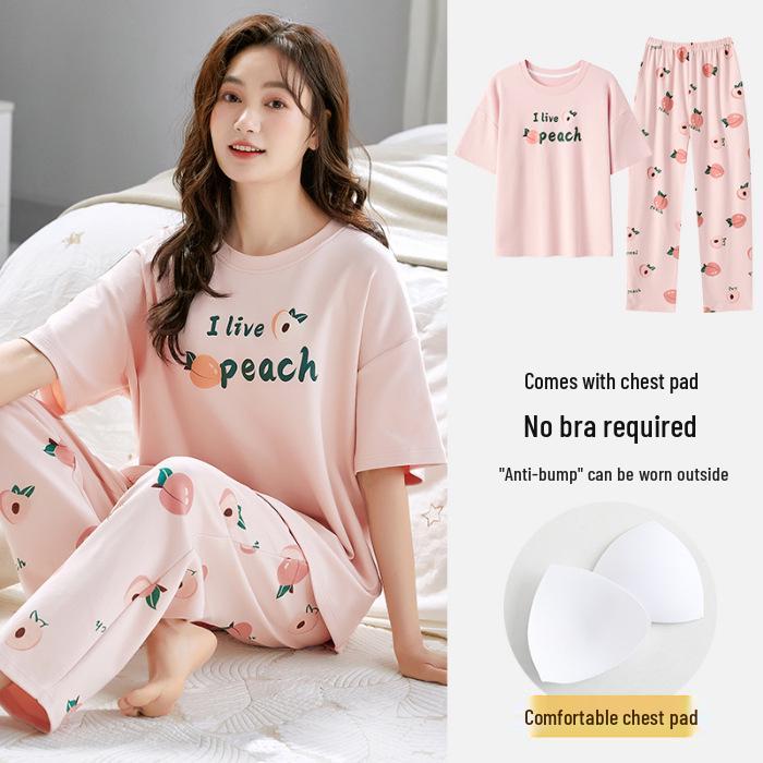 Women s Stretchy Two-Piece Summer Pajama Set - Short Sleeve Top with Built-in Bra Pads & Long Pants, Cotton-Like, Thin, Pullover, Wearable Outdoors M
Women s Stretchy Two-Piece Summer Pajama Set - Short Sleeve Top with Built-in Bra Pads & Long Pants, Cotton-Like, Thin, Pullover, Wearable Outdoors M