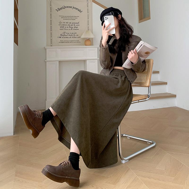 Elastic Waist Versatile Simple Umbrella Skirt Women s Meat Covering and Thin Fashionable Skirt Autumn and Winter Advanced Drape High A-word Skirt S хаки
Elastic Waist Versatile Simple Umbrella Skirt Women s Meat Covering and Thin Fashionable Skirt Autumn and Winter Advanced Drape High A-word Skirt S хаки