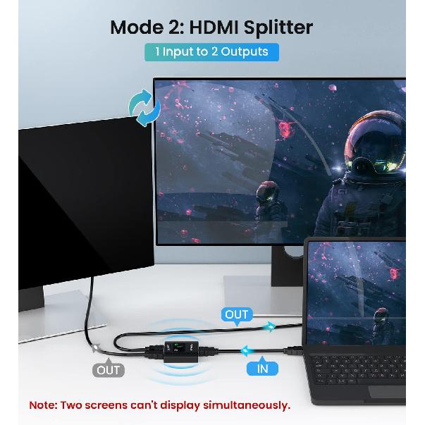 Переключатель-разветвитель HDMI 4K@60 Гц, Алюминиевый переключатель HDMI 2.0 2 входа 1 выход, Разветвитель HDMI 1 вход 2 выхода, Двунаправленный переключатель с поддержкой 4K 3D HDR для Xbox чёрный
Переключатель-разветвитель HDMI 4K@60 Гц, Алюминиевый переключатель HDMI 2.0 2 входа 1 выход, Разветвитель HDMI 1 вход 2 выхода, Двунаправленный переключатель с поддержкой 4K 3D HDR для Xbox чёрный