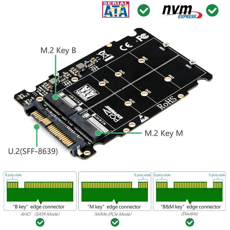 2 In 1 M.2 NVMe SATA U2PCB M.2 NVME SSD Key M Key B SSD To U.2 SFF-8639 Adapter PCIe M2 Converter Desktop Computer Parts чорний
2 In 1 M.2 NVMe SATA U2PCB M.2 NVME SSD Key M Key B SSD To U.2 SFF-8639 Adapter PCIe M2 Converter Desktop Computer Parts чорний
