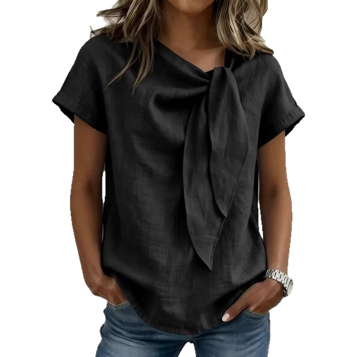 Short Sleeve Blouse with Bow Detail In Multiple Colors 2XL чёрный
Short Sleeve Blouse with Bow Detail In Multiple Colors 2XL чёрный