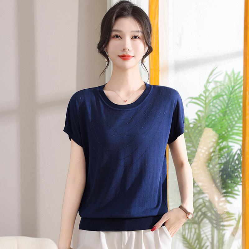 2026 Summer Ice Silk Short-Sleeve Knitted Top for Middle-Aged and Elderly Women, Loose Plus Size T-Shirt 2XL (for 110-120 lbs) темно-синього кольору
2026 Summer Ice Silk Short-Sleeve Knitted Top for Middle-Aged and Elderly Women, Loose Plus Size T-Shirt 2XL (for 110-120 lbs) темно-синього кольору