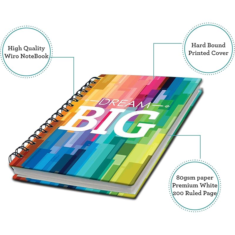 AccuPrints wiro Hard bound A5 (6 by 9 inch) wiro Notebook Diary Ruled 200 pages-80 Gsm Paper Pattern-Big Diary 5
AccuPrints wiro Hard bound A5 (6 by 9 inch) wiro Notebook Diary Ruled 200 pages-80 Gsm Paper Pattern-Big Diary 5