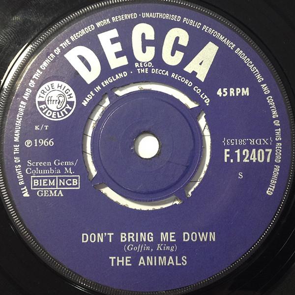 7inch Record ANIMALS Dont Bring Me Down F12407 Decca 1966 UK Rock Used
7inch Record ANIMALS Dont Bring Me Down F12407 Decca 1966 UK Rock Used