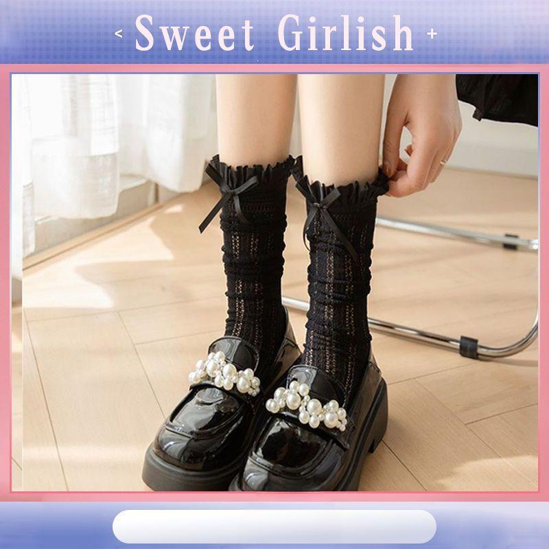 Женские весенне-летние тонкие носки с бантом, кружевом и ажурной вязкой, балетного стиля, с отворотом 1 pair чёрный
Женские весенне-летние тонкие носки с бантом, кружевом и ажурной вязкой, балетного стиля, с отворотом 1 pair чёрный